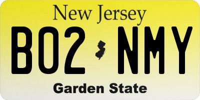 NJ license plate B02NMY