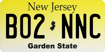 NJ license plate B02NNC