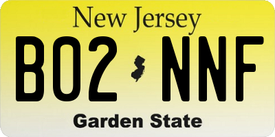 NJ license plate B02NNF