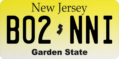 NJ license plate B02NNI