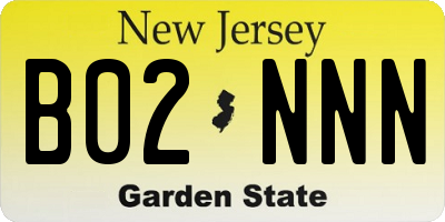 NJ license plate B02NNN