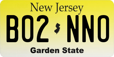 NJ license plate B02NNO