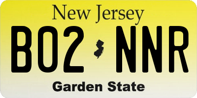 NJ license plate B02NNR