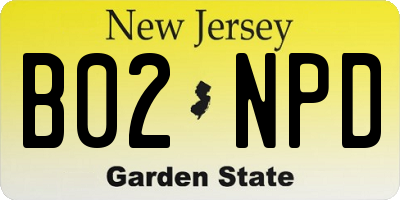 NJ license plate B02NPD