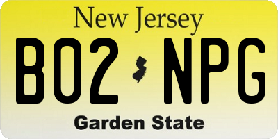 NJ license plate B02NPG