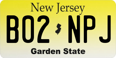 NJ license plate B02NPJ
