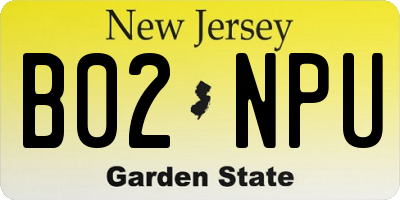 NJ license plate B02NPU