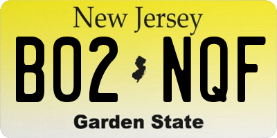 NJ license plate B02NQF