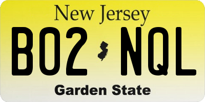 NJ license plate B02NQL