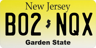 NJ license plate B02NQX