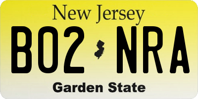 NJ license plate B02NRA