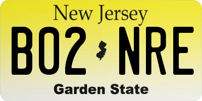 NJ license plate B02NRE