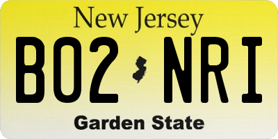 NJ license plate B02NRI
