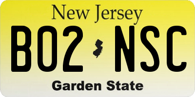 NJ license plate B02NSC