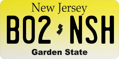 NJ license plate B02NSH