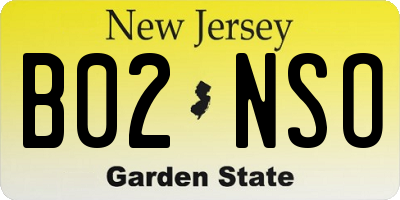 NJ license plate B02NSO