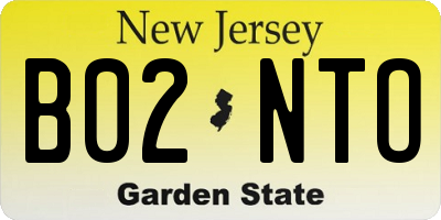 NJ license plate B02NTO