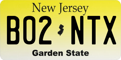 NJ license plate B02NTX