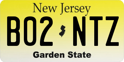 NJ license plate B02NTZ