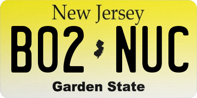 NJ license plate B02NUC