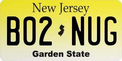 NJ license plate B02NUG