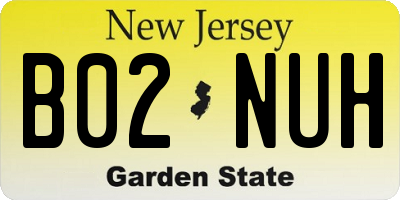 NJ license plate B02NUH