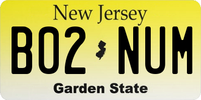 NJ license plate B02NUM