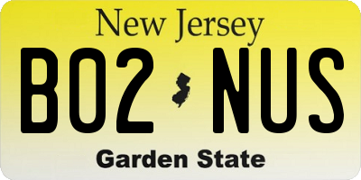NJ license plate B02NUS