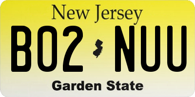 NJ license plate B02NUU