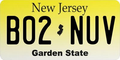 NJ license plate B02NUV