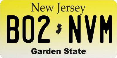 NJ license plate B02NVM