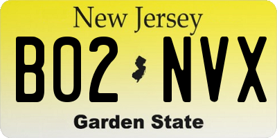 NJ license plate B02NVX