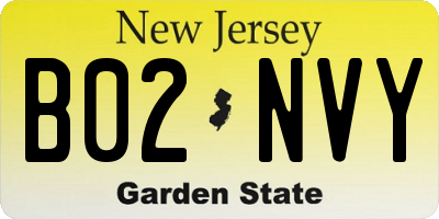 NJ license plate B02NVY
