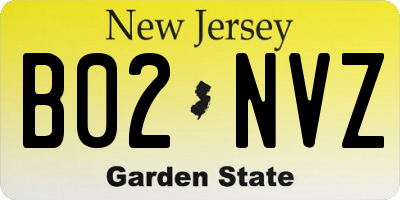 NJ license plate B02NVZ