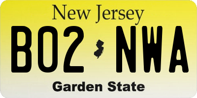 NJ license plate B02NWA