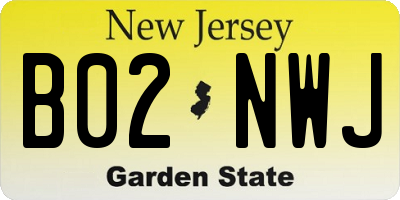 NJ license plate B02NWJ