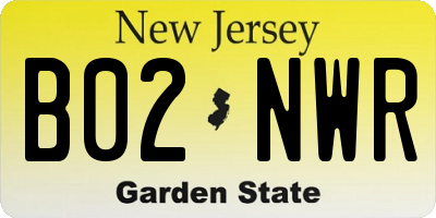 NJ license plate B02NWR