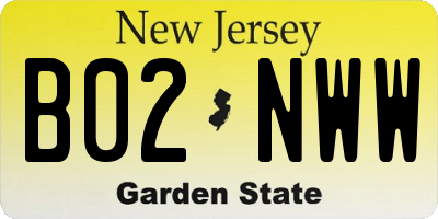 NJ license plate B02NWW