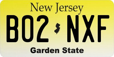 NJ license plate B02NXF