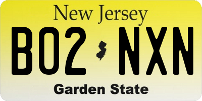 NJ license plate B02NXN