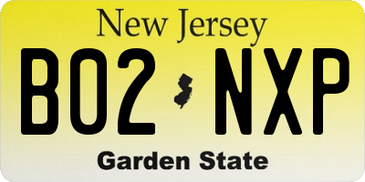NJ license plate B02NXP
