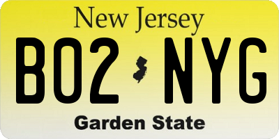 NJ license plate B02NYG