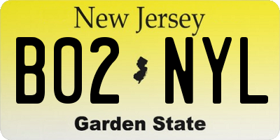 NJ license plate B02NYL