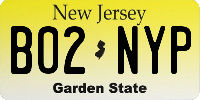 NJ license plate B02NYP