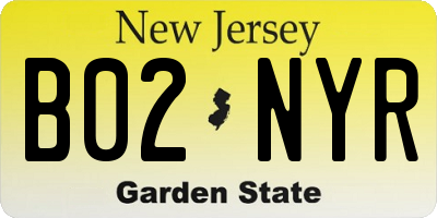 NJ license plate B02NYR