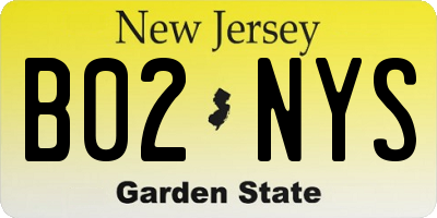 NJ license plate B02NYS
