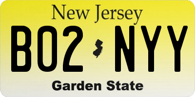 NJ license plate B02NYY