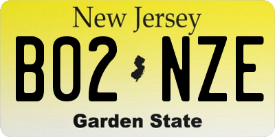 NJ license plate B02NZE