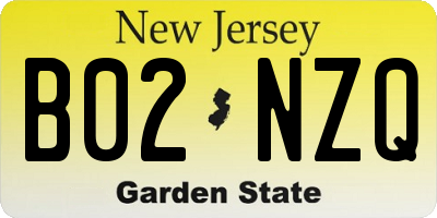 NJ license plate B02NZQ