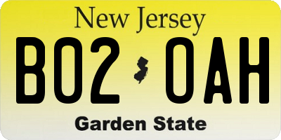 NJ license plate B02OAH